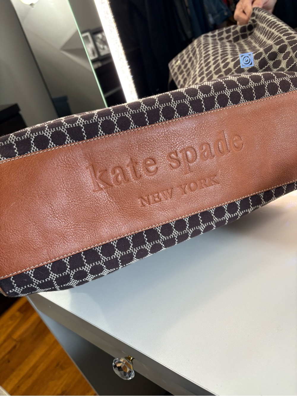 kate spade Brown and Cream Printed Tote with Dark Brown Straps - Picture 5 of 16
